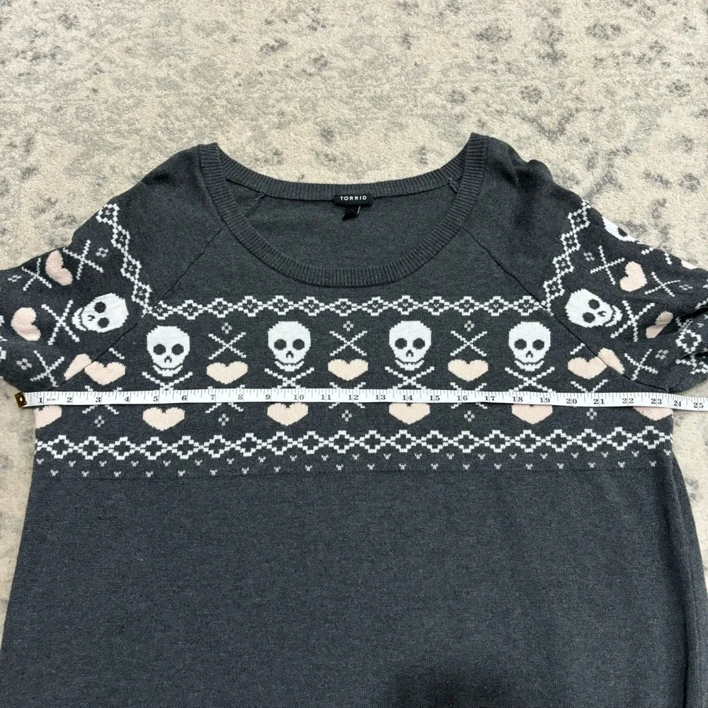 Torrid Skull Fair Isle Crew Neck Sweater Pullover Size 1X Comfy Casual Size 1X - Picture 10 of 14
